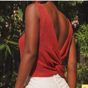 NWT Lulu's Let's Get Away Twist Back Tank Sweater LULUS